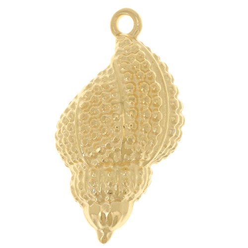 Pendentif coquillage texturé 30x17 mm - Doré à l'or fin x1