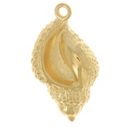 Pendentif coquillage texturé 30x17 mm - Doré à l'or fin x1
