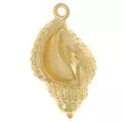 Pendentif coquillage texturé 30x17 mm - Doré à l'or fin x1