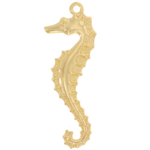 Pendentif Hippocampe 41x15 mm - Doré à l'or fin x1