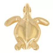 Breloque tortue 16x15 mm avec résine époxy - Doré à l'or fin - Blanc x1