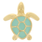 Breloque tortue 16x15 mm avec résine époxy - Doré à l'or fin - Turquoise x1|raw }}