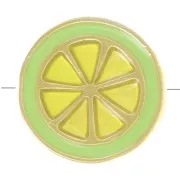 Perle citron 13 mm avec résine époxy - Doré à l'or fin - Vert x1
