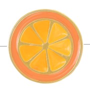 Perle orange 12.5 mm avec résine époxy - Doré à l'or fin - Orange x1