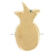 Perle ananas 14x8 mm avec résine époxy - Doré à l'or fin - Jaune x1
