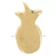 Perle ananas 14x8 mm avec résine époxy - Doré à l'or fin - Jaune x1