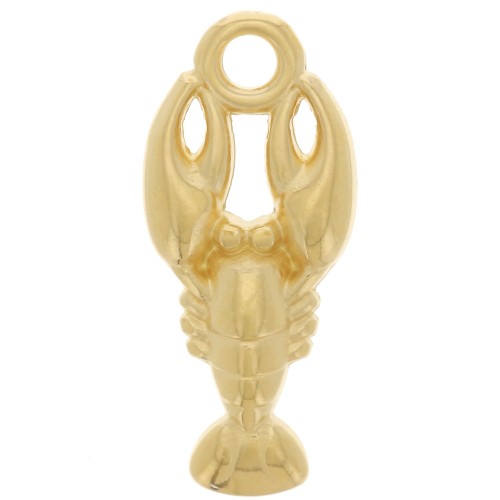 Breloque homard 18x8 mm - Doré à l'or fin x1