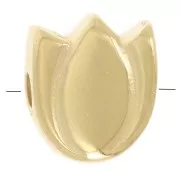 Perle fleur Tulipe 9x8 mm avec résine époxy - Doré à l'or fin - Vert d'eau x1