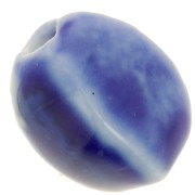Perles ovales en céramique 13x9  mm - Bleu marine - Bleu marbré x10|raw }}
