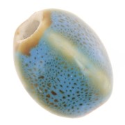 Perles ovales en céramique 13x9  mm - Bleu - Beige marbré x10