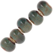 Perles rondelles en céramique 7x5 mm - Bleu Vert marbré x20|raw }}