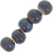 Perles rondelles en céramique 7x5 mm - Bleu nuit - Marron foncé marbré x20|raw }}