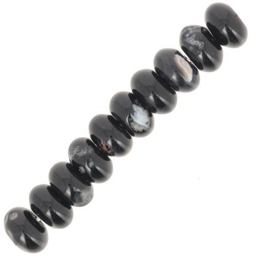 Perles Heishi rondelles 8x5 mm pierre gemme - Agate noire x15