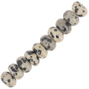 Perles Heishi rondelles 8x5 mm pierre gemme - Jaspe Dalmatien x15|raw }}