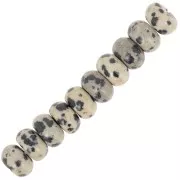 Perles Heishi rondelles 8x5 mm pierre gemme - Jaspe Dalmatien x15