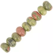 Perles Heishi rondelles 8x5 mm pierre gemme - Unakite x15