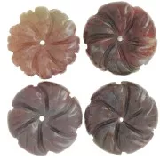 Pendentif fleur 20 mm en pierre gemme - Agate indienne x1