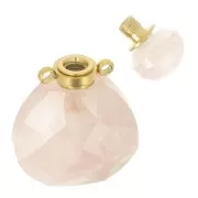Flacon de parfum pendentif en pierre gemme 25x17 mm - Quartz Rose x1