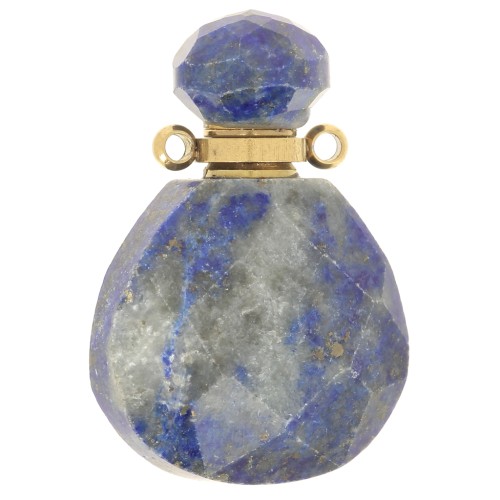 Flacon de parfum pendentif en pierre gemme 25x17 mm - Lapis Lazuli x1