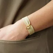 Ruban élastique plat 16 mm - Doré pailleté x1m