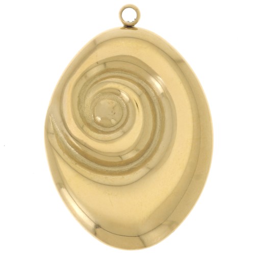 Pendentif ovale spirale 27x19 mm - Acier inoxydable 304L Doré x1
