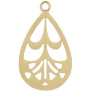 Pendentif goutte ajouré 20x12 mm - Acier inox 316L Doré x1