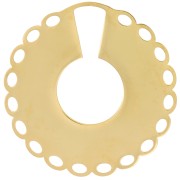 Pendentif rond travaillé 35 mm - multi-trous - Acier inoxydable 316L Doré x1