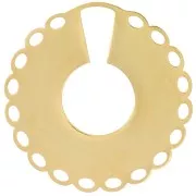Pendentif rond travaillé 35 mm - multi-trous - Acier inoxydable 316L Doré x1