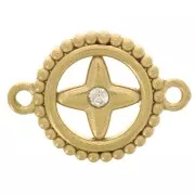 Intercalaire rond 10 mm - motif étoile avec strass - Acier inox 304L Doré x1