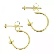 Clous d'oreilles boucles double personnalisables doré x2