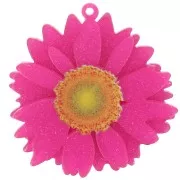 Fuchsia - Pendentif fleur marguerite 3D 41 mm en acrylique - Fuchsia pailleté x1 Pendentif fleur marguerite 3D 41 mm en acrylique - Fuchsia pailleté x1