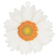 Pendentif fleur marguerite 3D 41 mm en acrylique - Blanc pailleté x1