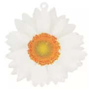 Blanc - Pendentif fleur marguerite 3D 41 mm en acrylique - Blanc pailleté x1 Pendentif fleur marguerite 3D 41 mm en acrylique - Blanc pailleté x1