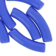 Perles tube incurvé 32x8 mm en acrylique opaque - Bleu azur x6