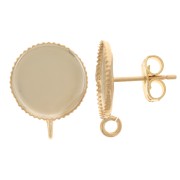 Clous d'oreilles pour cabochon fond plat 12mm - anneau ouvert - Doré à l'or fin x2