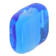 Perle carré en verre 15x15 mm - motif coeur - Bleu - Rose x1