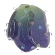 Perle fleur Tulipe 15x12 mm avec petites boules aléatoires - Bleu foncé x1