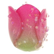 Perle fleur Tulipe 13x12 mm avec petites boules aléatoires - Rose foncé x1