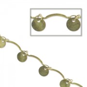 Chaîne maille fantaisie sequins ronds et intercalaires arqués 3 mm bronze x 1m