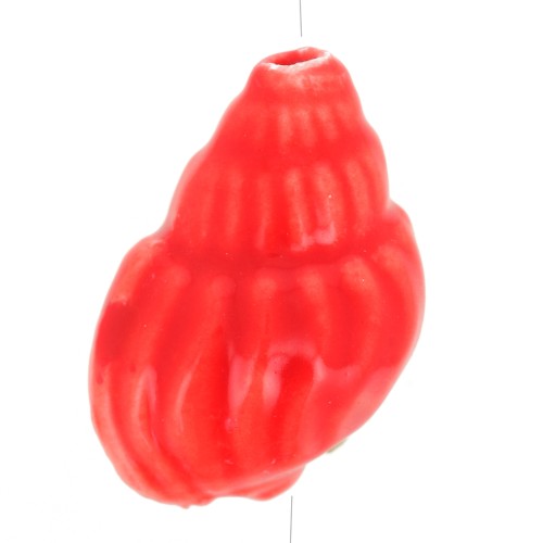 Perle coquillage 21x13 mm en céramique - Rouge x1