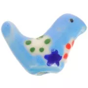 Perle oiseau 13.5x19.5 mm en céramique - Bleu x1