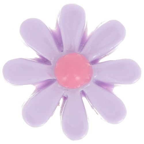 Cabochon fleur en résine 16 mm - Lilas - Rose clair x1
