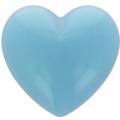 Cabochon coeur 25.5x27 mm en résine opaque - Bleu clair nacré x1