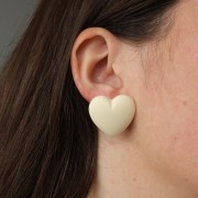 Cabochon coeur en résine translucide 25.5x27 mm - Blanc nacré x1