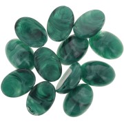 Cabochon ovale 14x10 mm en résine opaque - Vert bouteille marbré x1