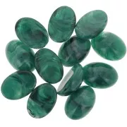 Cabochon ovale 14x10 mm en résine opaque - Vert bouteille marbré x1