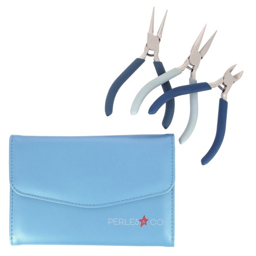 Kit de 3 pinces dans une pochette de transport Perles & Co Bleu x1
