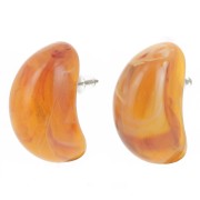 Boucles d'oreille gouttes 28x16 mm en résine translucide - Abricot marbré x2|raw }}