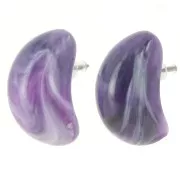 Boucles d'oreille gouttes 28x16 mm en résine opaque - Violet foncé marbré x2