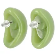 Boucles d'oreille gouttes 28x16 mm en résine opaque - Vert avocat x2